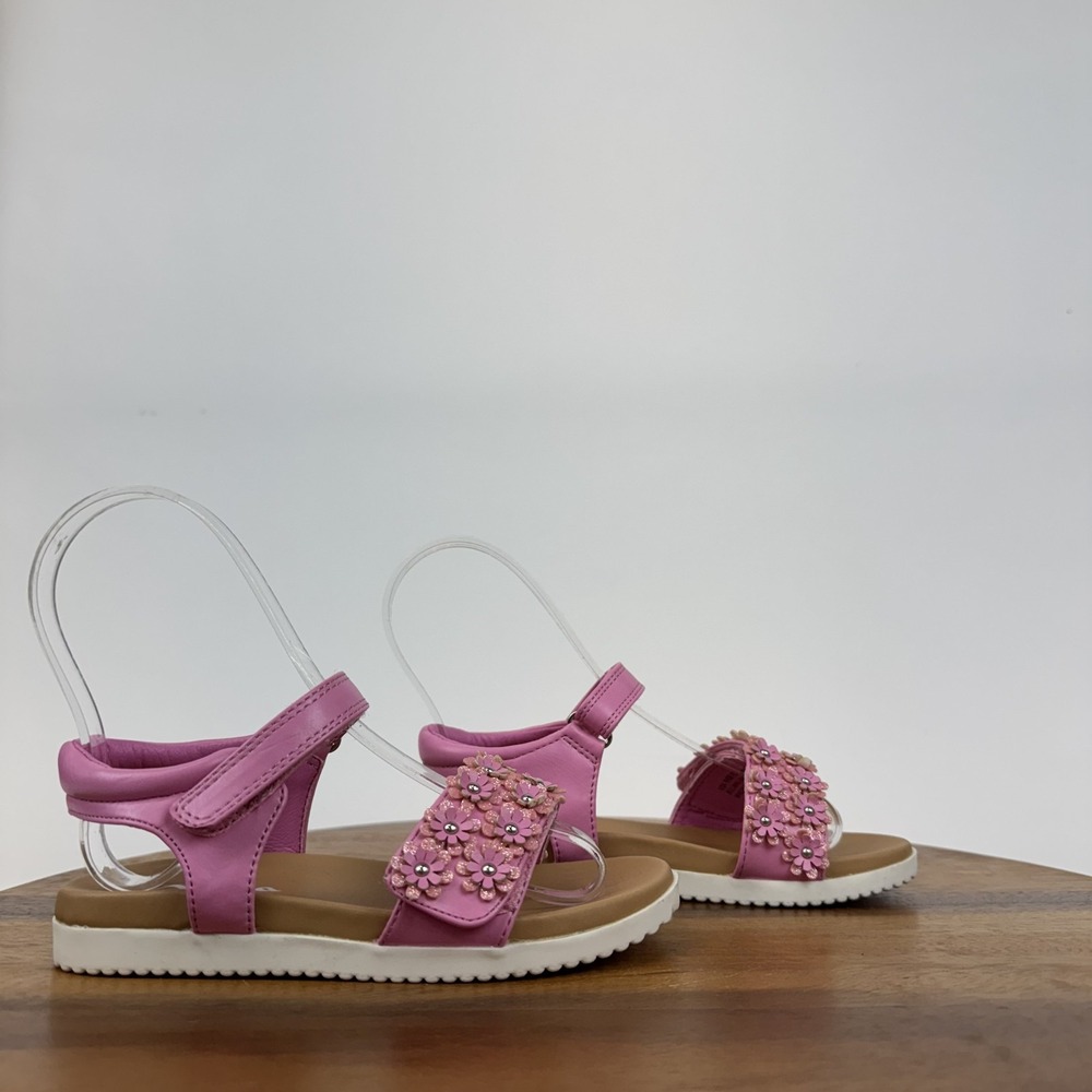 New NWOB Little Kids Girls Nina Neriah Strappy Pink Flower Sandals Size 11 C